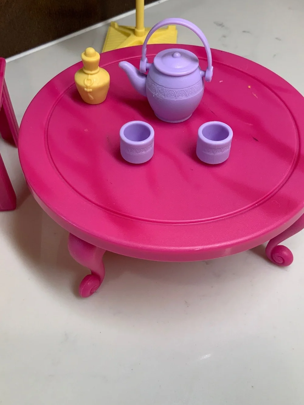 Disney Mattel Mulan Barbie Doll and Accessories-Tea Table, Bench Cricket Cage